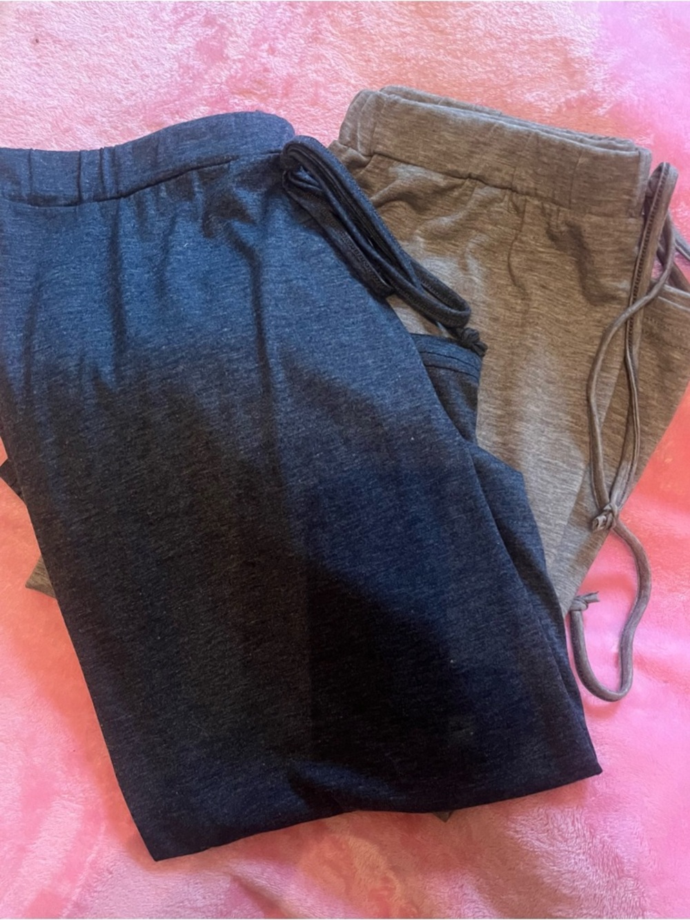 2 Soft Jersey Midi Pencil Skirts- Navy & Light Gray